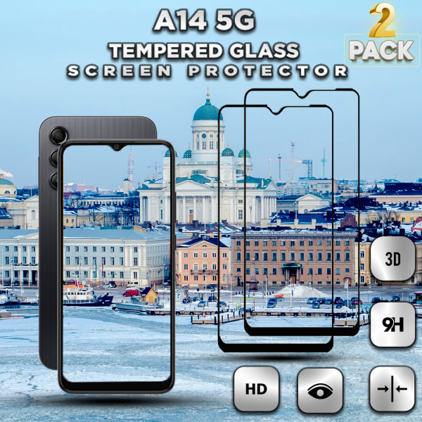2-Pack Samsung Galaxy A14 (5G) - Härdat Glas 9H - Super Kvalitet 3D Skärmskydd