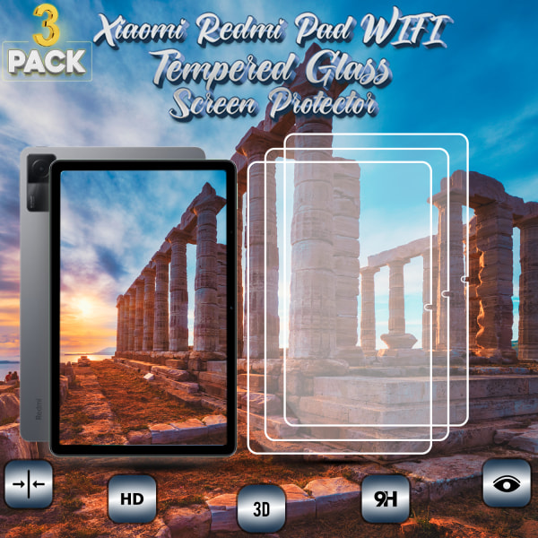 3-Pack Xiaomi Redmi Pad (WiFi) - Härdat Glas 9H - Super Kvalitet Skärmskydd