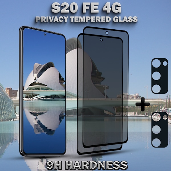 2-Pack Privacy SAMSUNG S20 FE 4G Skärmskydd & 2-Pack linsskydd - Härdat Glas 9H - Super kvalitet 3D