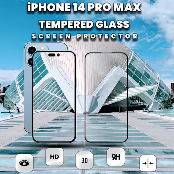 1-Pack IPHONE 14 PRO MAX Näytönsuoja - Karkaistu Lasi 9H - Super laatu 3D