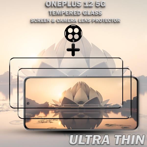 2-Pack ONEPLUS 12 Skærmbeskyttelse & 1-Pack linsebeskyttelse - Hærdet Glas 9H - Super kvalitet 3D