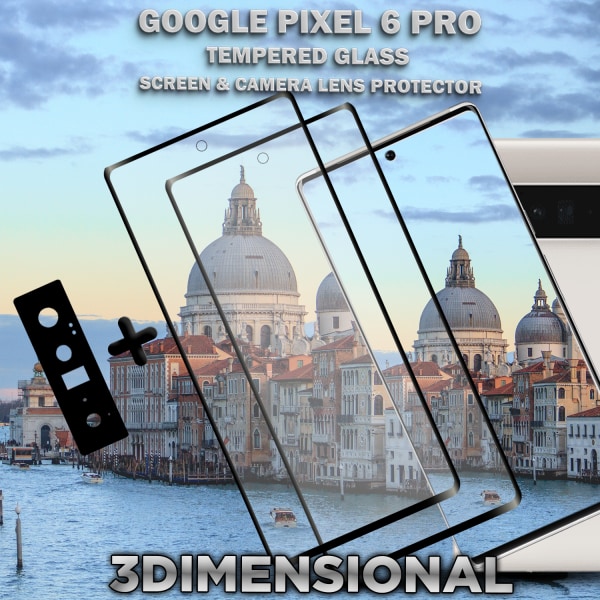 2-Pack GOOGLE PIXEL 6 PRO Skærmbeskyttelse & 1-Pack linsebeskyttelse - Hærdet Glas 9H - Super kvalitet 3D