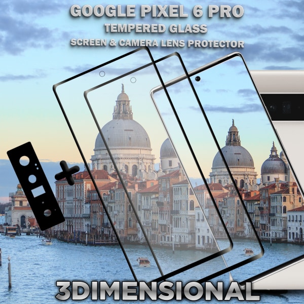 2-Pack Google Pixel 6 Pro Skärmskydd & 1-Pack linsskydd - Härdat Glas 9H - Super kvalitet 3D