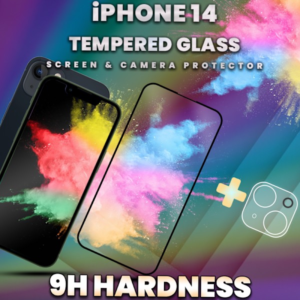 iPhone 14 - skärmskydd & linsskydd - härdat glas 9H - 3D