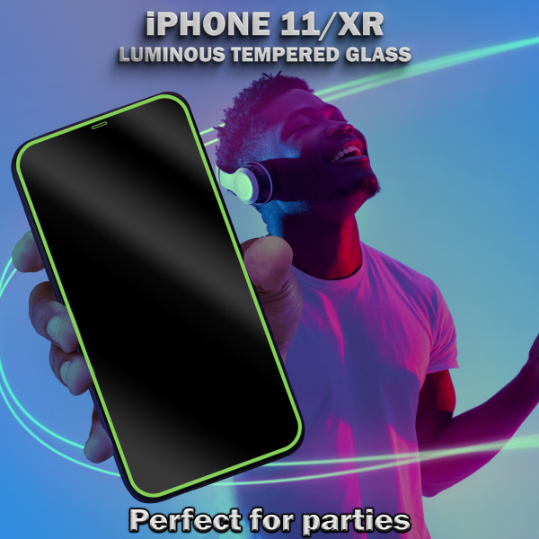 1-Pack Självlysande Skärmskydd For iPhone 11/XR - Härdat Glas 9H - Super Kvalitet 3D