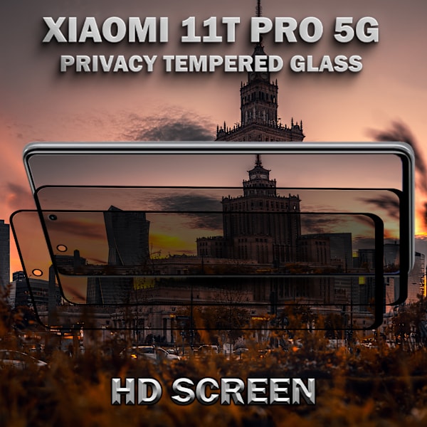 2-Pack Privacy Skärmskydd For Xiaomi 11T Pro (5G) - Härdat Glas 9H - Super Kvalitet 3D