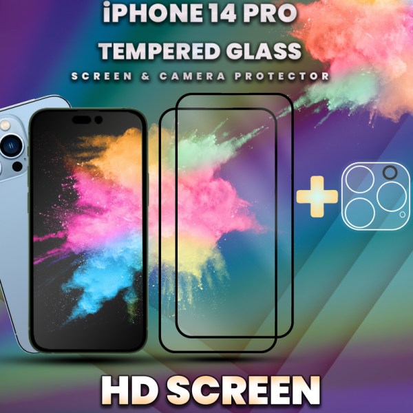 2-Pack iPhone 14 Pro - skärmskydd & linsskydd - härdat glas 9H