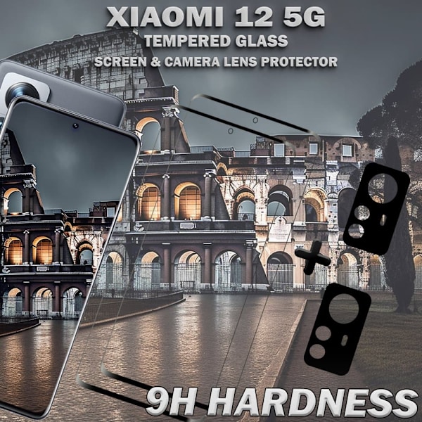 2-Pack XIAOMI 12 Skärmskydd & 2-Pack Linsskydd - Härdat Glas 9H - Topp kvalitet 3D