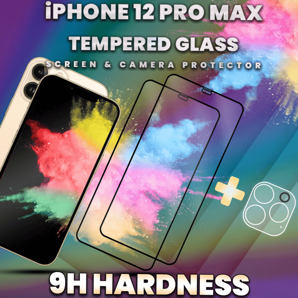 2-Pack IPHONE 12 PRO MAX Skærmbeskyttelse & 1-Pack linsebeskyttelse - Hærdet Glas 9H - Super kvalitet 3D
