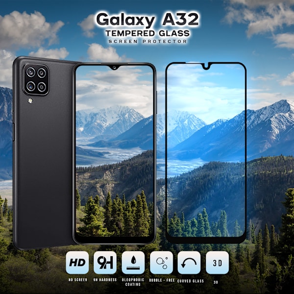 1-Pack SAMSUNG GALAXY A32 Näytönsuoja - Karkaistu Lasi 9H - Super laatu 3D