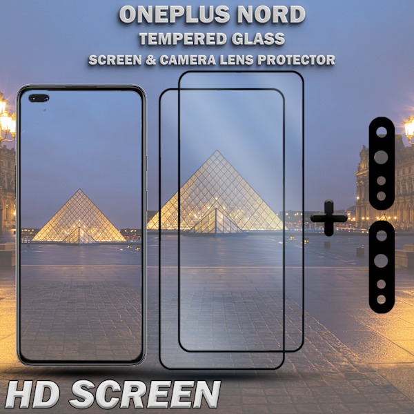 2-Pack ONEPLUS NORD Näytönsuoja & 2-Pack linssinsuoja - Karkaistu Lasi 9H - Super laatu 3D