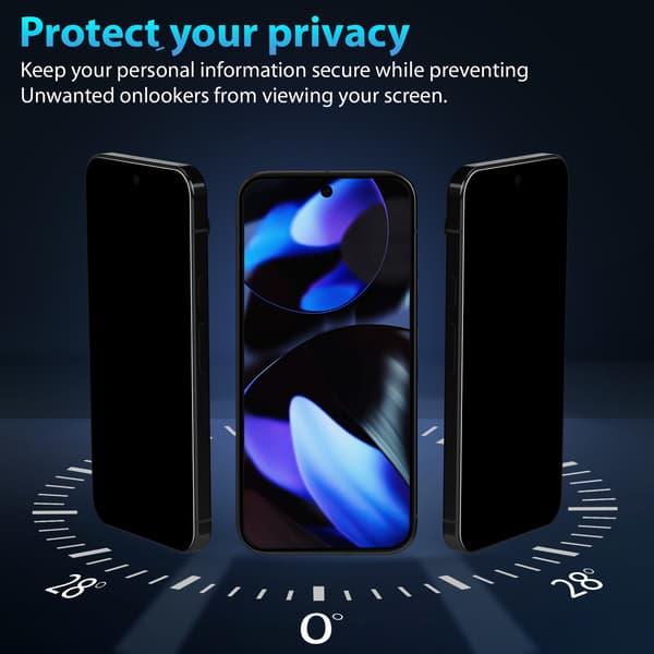 2-Pack Google Pixel 9 Privacy Näytönsuoja - Karkaistu Lasi 9H - Super laatu 3D