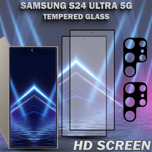 2-Pack SAMSUNG S24 ULTRA 5G Skärmskydd & 2-Pack linsskydd - Härdat Glas 9H - Super kvalitet 3D