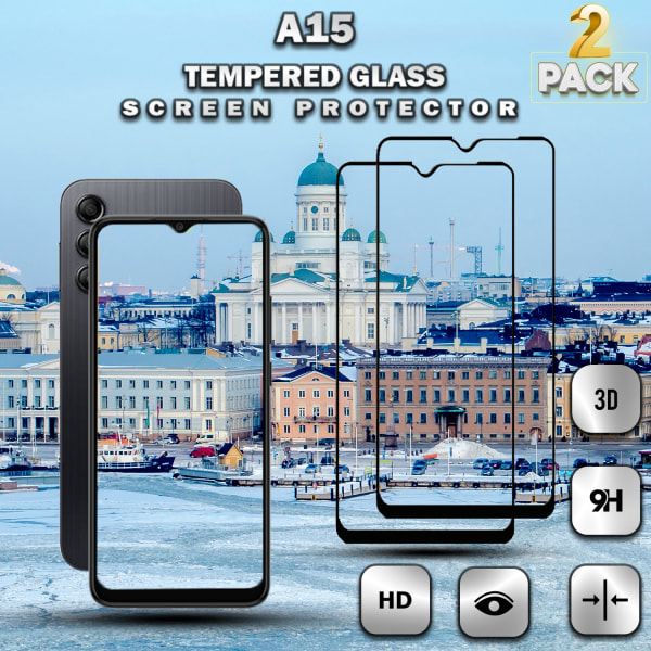 2-Pack Samsung Galaxy A15 - Härdat Glas 9H - Super Kvalitet 3D Skärmskydd