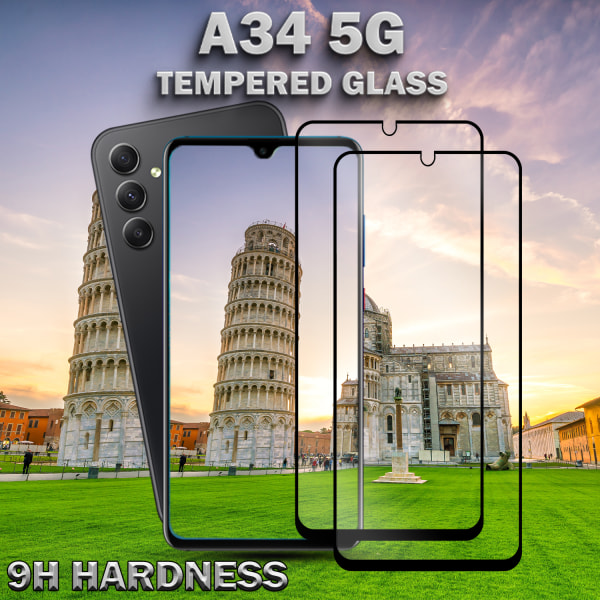 2-Pack Samsung Galaxy A34 (5G) - 9H Härdat Glass - 3D Super Kvalitet