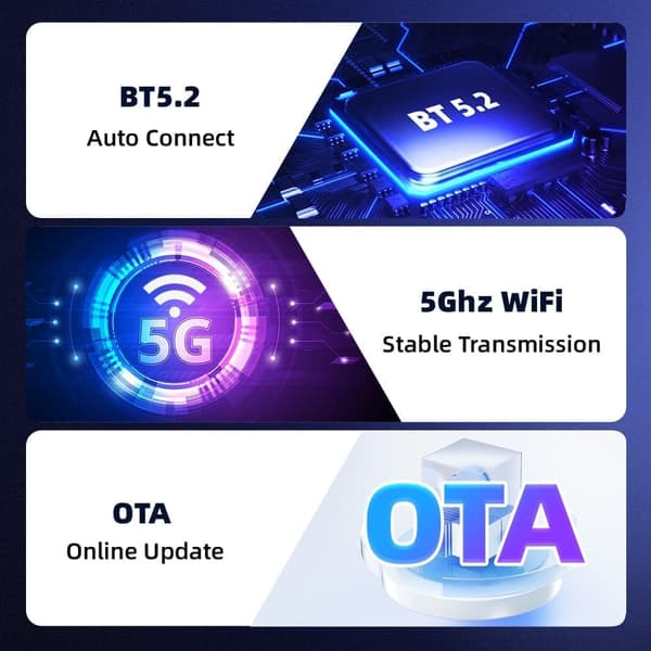 Langaton sovitin CarPlay ja Android Auto -järjestelmille USB- ja Type-C -porteilla