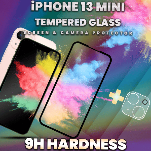 1-Pack IPHONE 13 MINI Skærmbeskyttelse & 1-Pack linsebeskyttelse - Hærdet Glas 9H - Super kvalitet 3D