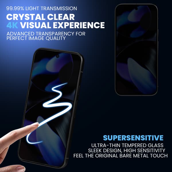 2-Pack Google Pixel 9 Privacy Skærmbeskyttelse & 2-Pack linsebeskyttelse - Hærdet Glas 9H - Super kvalitet 3D
