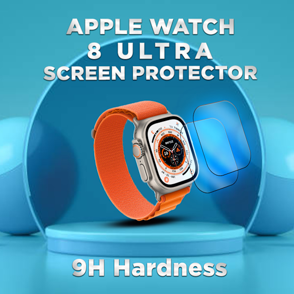 2-Pack Apple Watch 8 Ultra 49mm -Härdat glas 9H – Super kvalitet 3D Skärmskydd