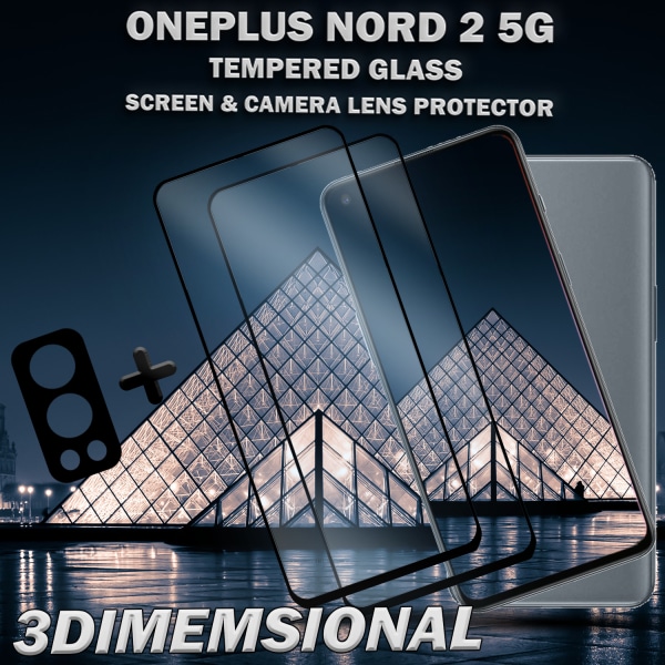2-Pack ONEPLUS NORD 2 Skærmbeskyttelse & 1-Pack linsebeskyttelse - Hærdet Glas 9H - Super kvalitet 3D