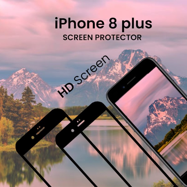 2 Pack iPhone 8 Plus Svart - Härdat Glas 9H - Super Kvalitet 3D