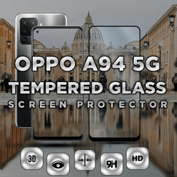 OPPO A94 5G - Härdat glas 9H - Super kvalitet 3D