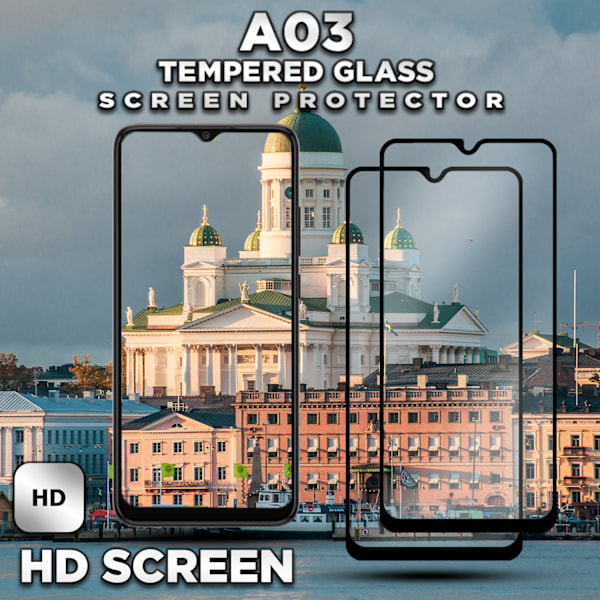 2-Pack SAMSUNG GALAXY A03 Skærmbeskyttelse - Hærdet Glas 9H - Super kvalitet 3D