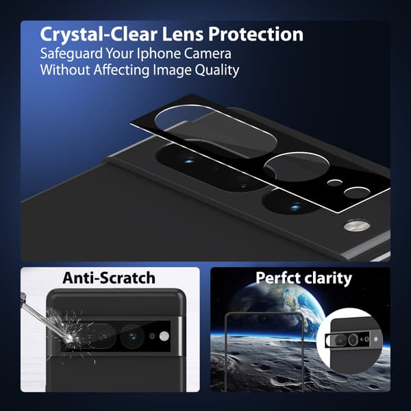 1-Pack Google Pixel 7 Pro Skærmbeskyttelse & 1-Pack linsebeskyttelse - Hærdet Glas 9H - Super kvalitet 3D
