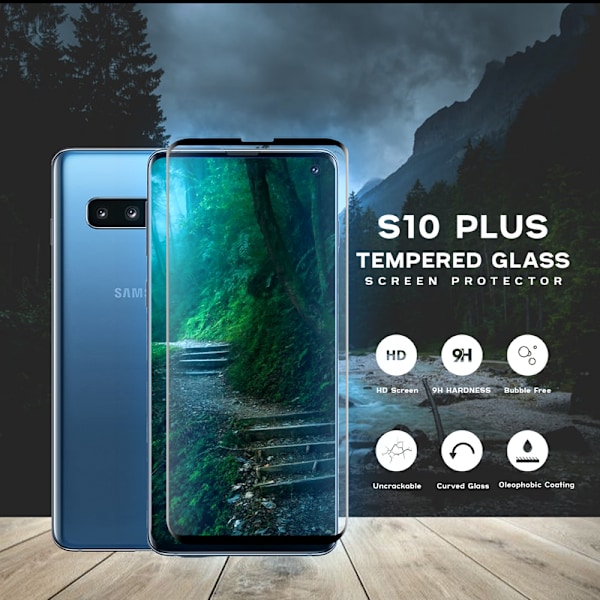 1-Pack SAMSUNG GALAXY S10 PLUS Näytönsuoja - Karkaistu Lasi 9H - Super laatu 3D