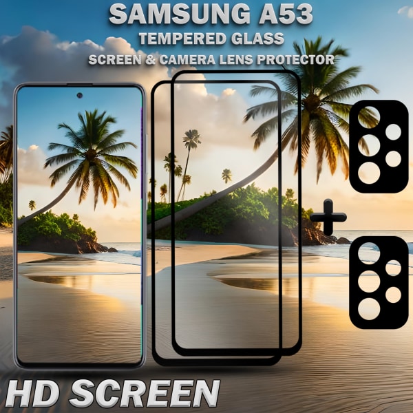 2-Pack Samsung A53 & 2-Pack linsskydd - Härdat Glas 9H - Super kvalitet 3D