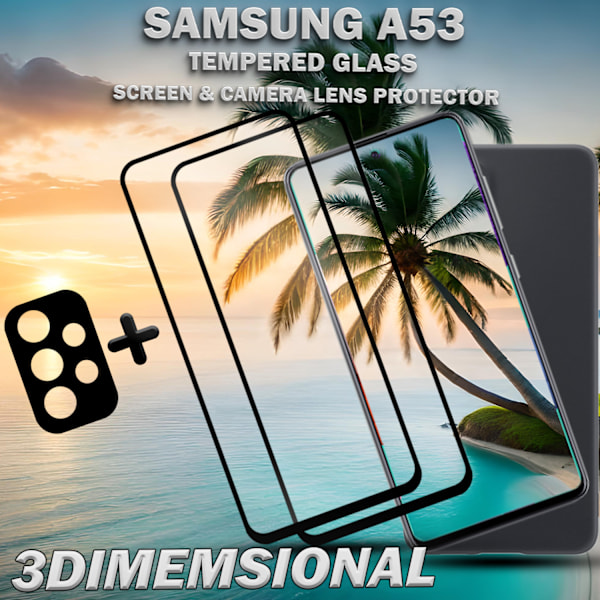 2-Pack Samsung A53 & 1-Pack linsskydd - Härdat Glas 9H - Super kvalitet 3D