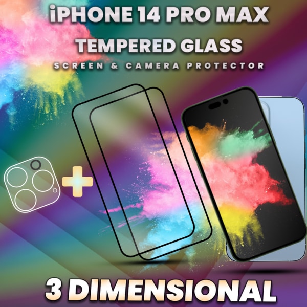 2-Pack iPhone 14 Pro Max- skärmskydd & linsskydd- härdat glas 9H