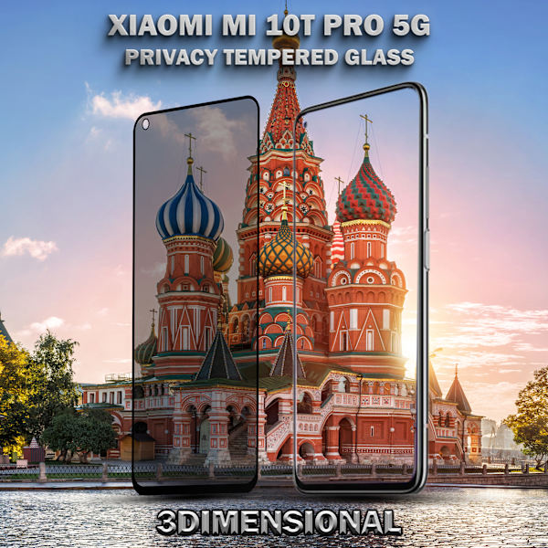 1-Pack Privacy Skärmskydd For Xiaomi Mi 10T Pro (5G) - Härdat Glas 9H - Super Kvalitet 3D