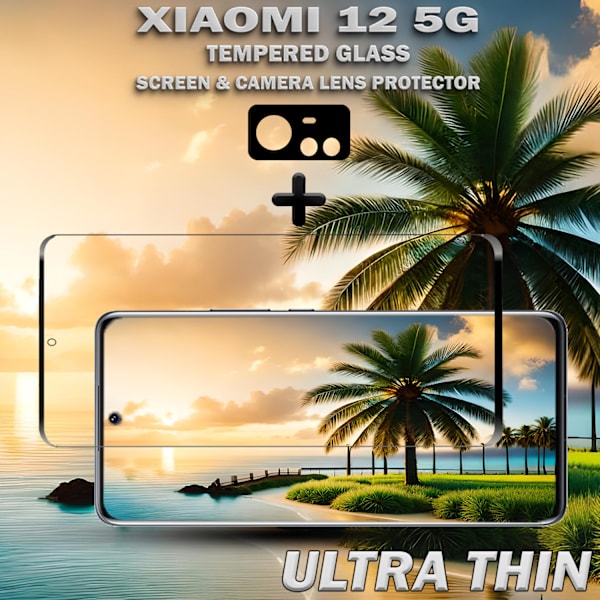 1-Pack Xiaomi 12 (5G) Skärmskydd & 1-Pack linsskydd - Härdat Glas 9H - Super kvalitet 3D