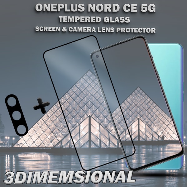 1-Pack ONEPLUS NORD CE Skærmbeskyttelse & 1-Pack linsebeskyttelse - Hærdet Glas 9H - Super kvalitet 3D