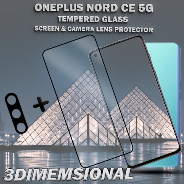 OnePlus Nord CE 5G & 1-Pack linsskydd - Härdat Glas 9H - Super kvalitet 3D