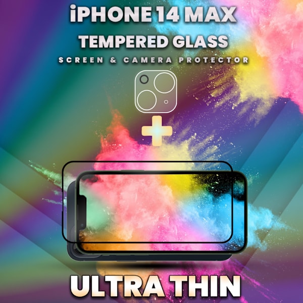 iPhone 14 Max - skärmskydd & linsskydd - härdat glas 9H - 3D