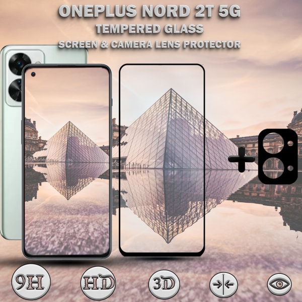 1-Pack ONEPLUS NORD 2T 5G Skärmskydd & 1-Pack linsskydd - Härdat Glas 9H - Super kvalitet 3D