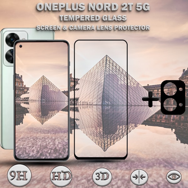 1-Pack ONEPLUS NORD 2T Skærmbeskyttelse & 1-Pack linsebeskyttelse - Hærdet Glas 9H - Super kvalitet 3D