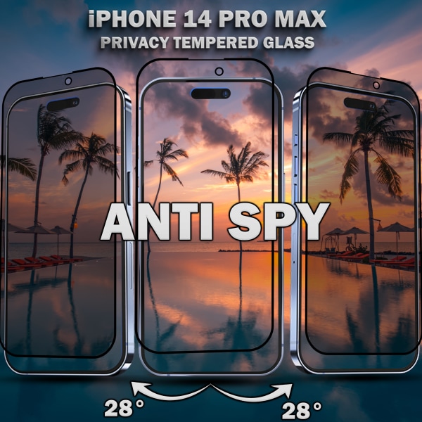 1-Pack Privacy Skärmskydd For iPhone 14 Pro Max - Härdat Glas 9H - Super Kvalitet 3D