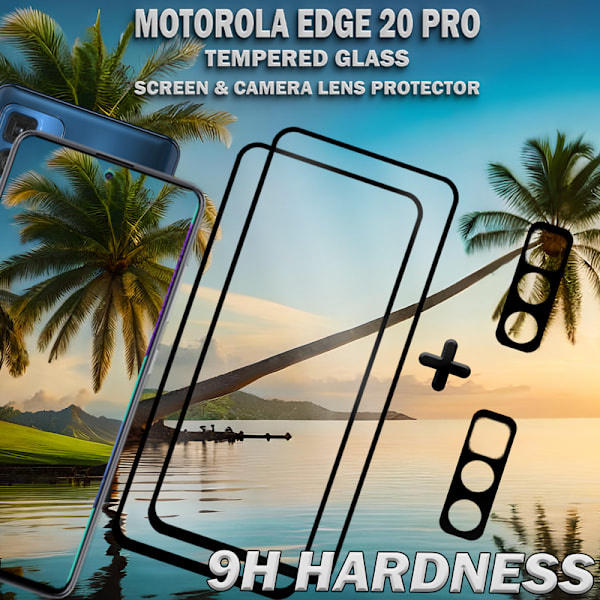 2-Pack MOTOROLA EDGE 20 PRO Skærmbeskyttelse & 2-Pack linsebeskyttelse - Hærdet Glas 9H - Super kvalitet 3D