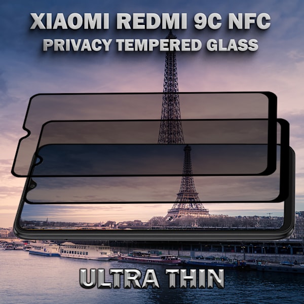 2-Pack Privacy Skärmskydd For Xiaomi 9C (5G) - Härdat Glas 9H - Super Kvalitet 3D