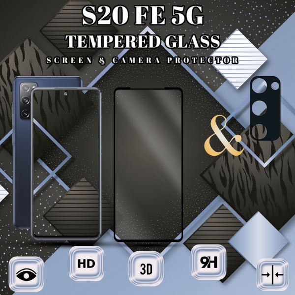 1-Pack Samsung S20 FE (5G) Skärmskydd & 1-Pack linsskydd - Härdat Glas 9H - Super kvalitet 3D