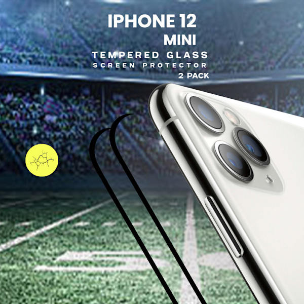 2-Pack IPHONE 12 MINI Näytönsuoja - Karkaistu Lasi 9H - Super laatu 3D