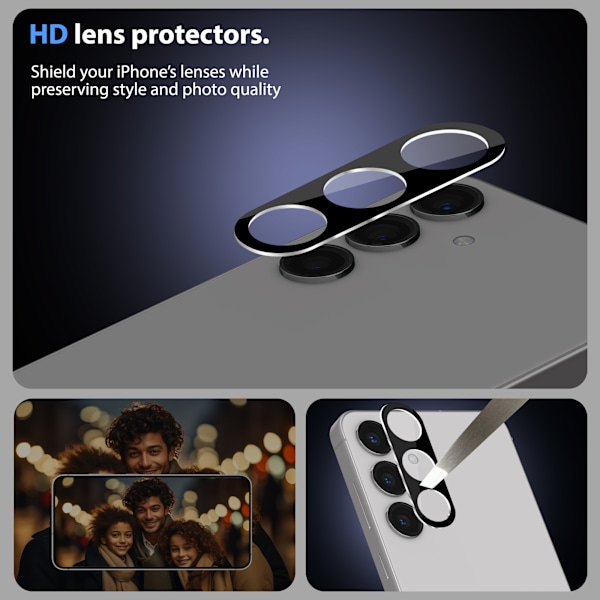 2-Pack Samsung Galaxy S24 Plus Skärmskydd & 1-Pack Linsskydd - Härdat Glas | [Automatisk Installation] - Bubbelfritt