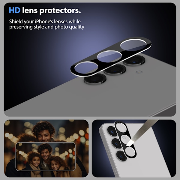 2-Pak Samsung Galaxy S24 Plus Skærmbeskytter & 1-Pak Kameralinsebeskytter - Hærdet Glas | [Automatisk Installation] - Boblefri