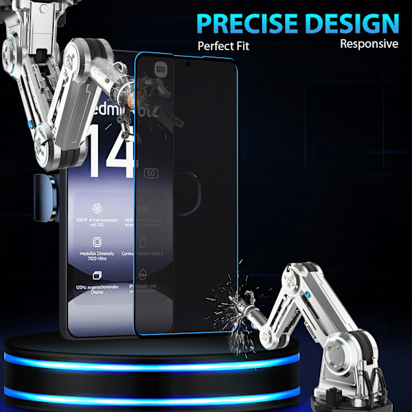 1-Pack Xiaomi Redmi Note 14 Privacy Skärmskydd - Härdat Glas 9H - Super kvalitet 3D