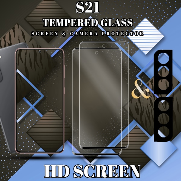 2-Pack Samsung S21 Skärmskydd & 2-Pack linsskydd - Härdat Glas 9H - Super kvalitet 3D