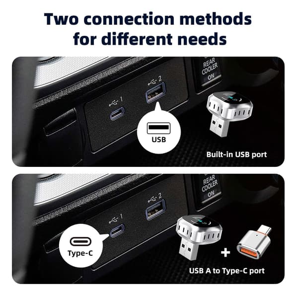 Trådløs CarPlay & Android Auto-adapter 4-i-1 med Bluetooth 5.2