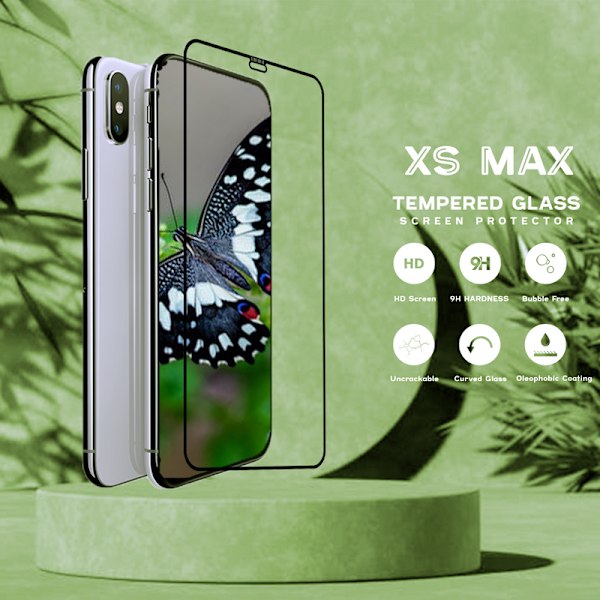 1-Pack IPHONE XS MAX Skærmbeskyttelse - Hærdet Glas 9H - Super kvalitet 3D